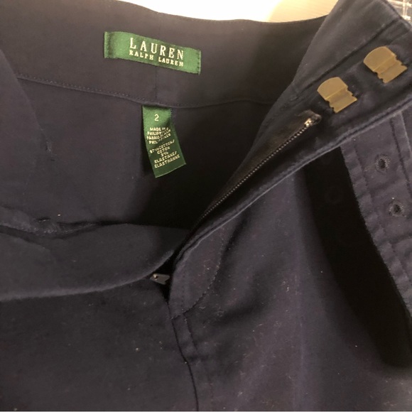 Navy blue  Lauren Ralph Lauren skirt attached belt metal buckle - Picture 4 of 8